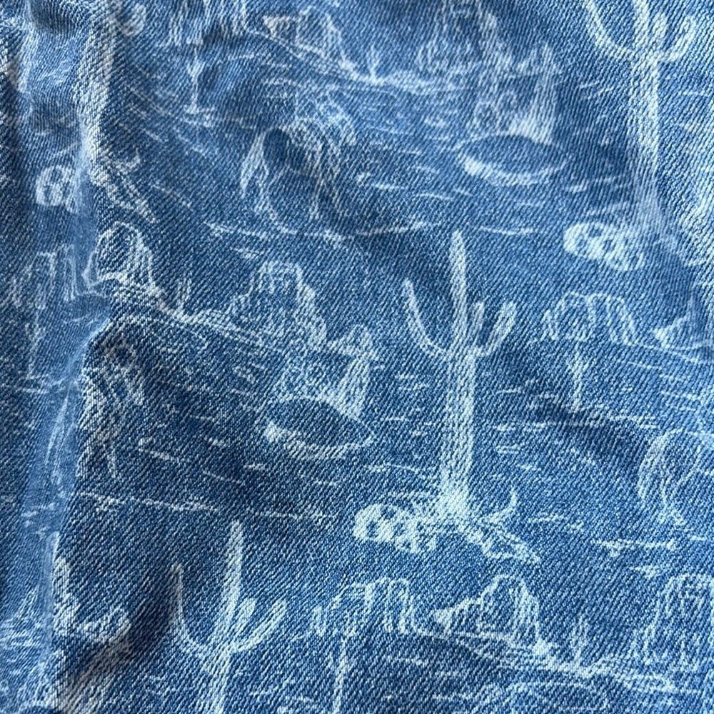 High Rise Blue Patterned Jeans - Picture 3 of 7